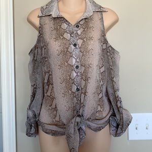 Hurley Snakeskin Cold Shoulder Blouse